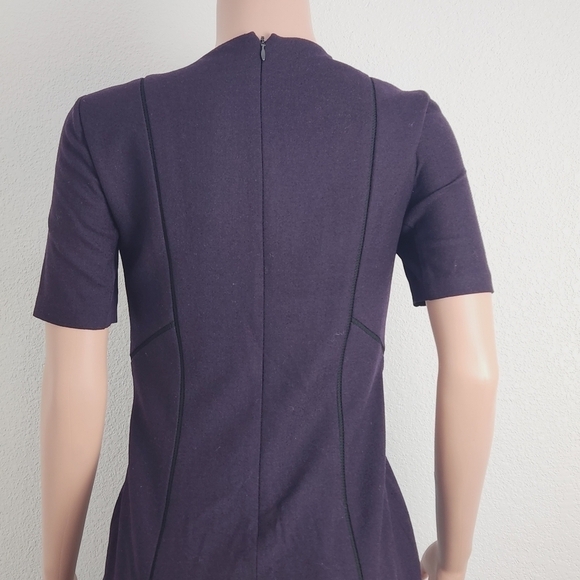 Elie Tahari Purple Wool Blend Sheath Dress w/ Contrast Piping - Size 4 - Picture 6 of 11